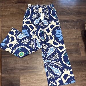 Vibrant Blue Patterned Women's Trousers